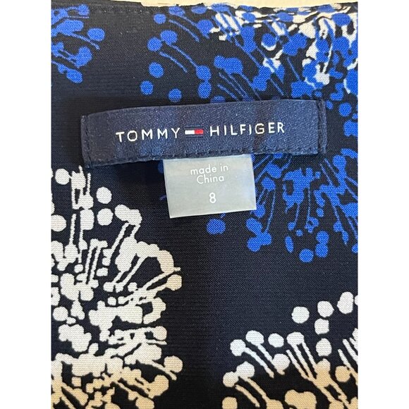 Tommy Hilfiger Womens Floral Fit & Flare Midi Dress Sleeveless Blue Black Size 8 - Picture 5 of 8